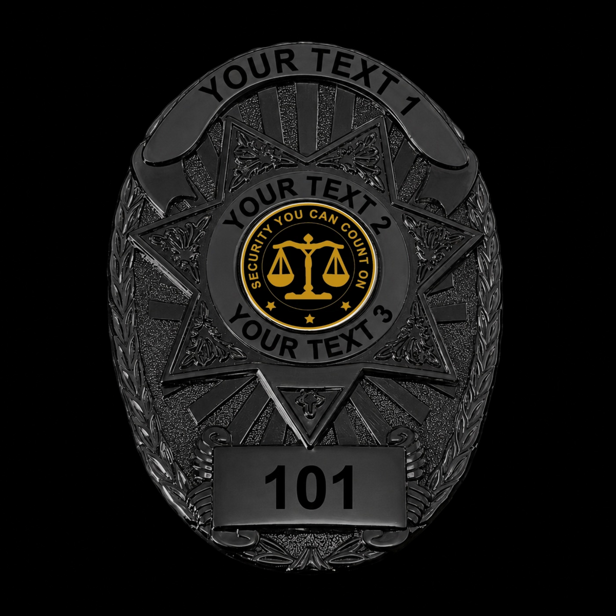 Custom Security Badge – Metal for Duty Teams | MA07 Black