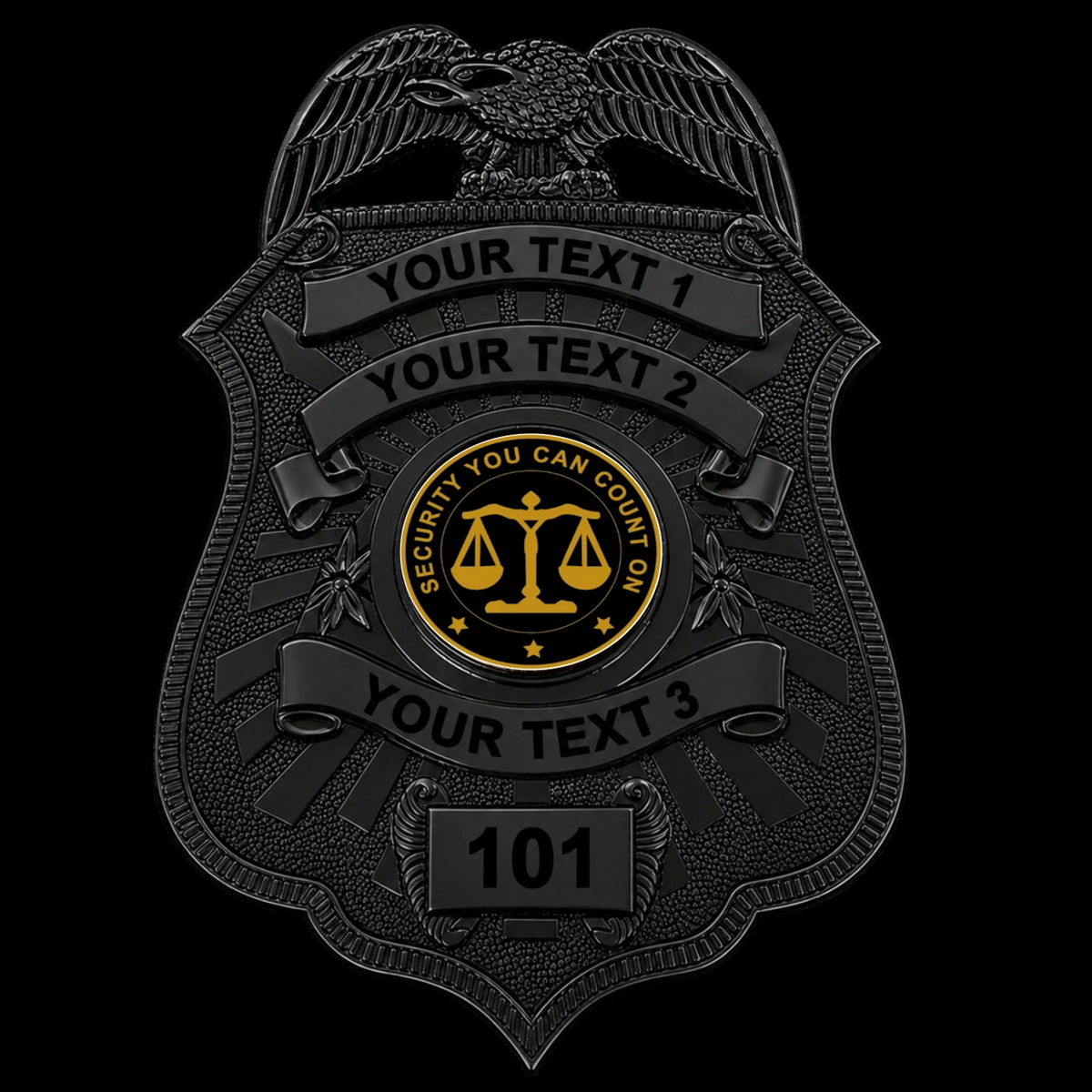 Custom Security Badge – Metal Black Finish | MA25