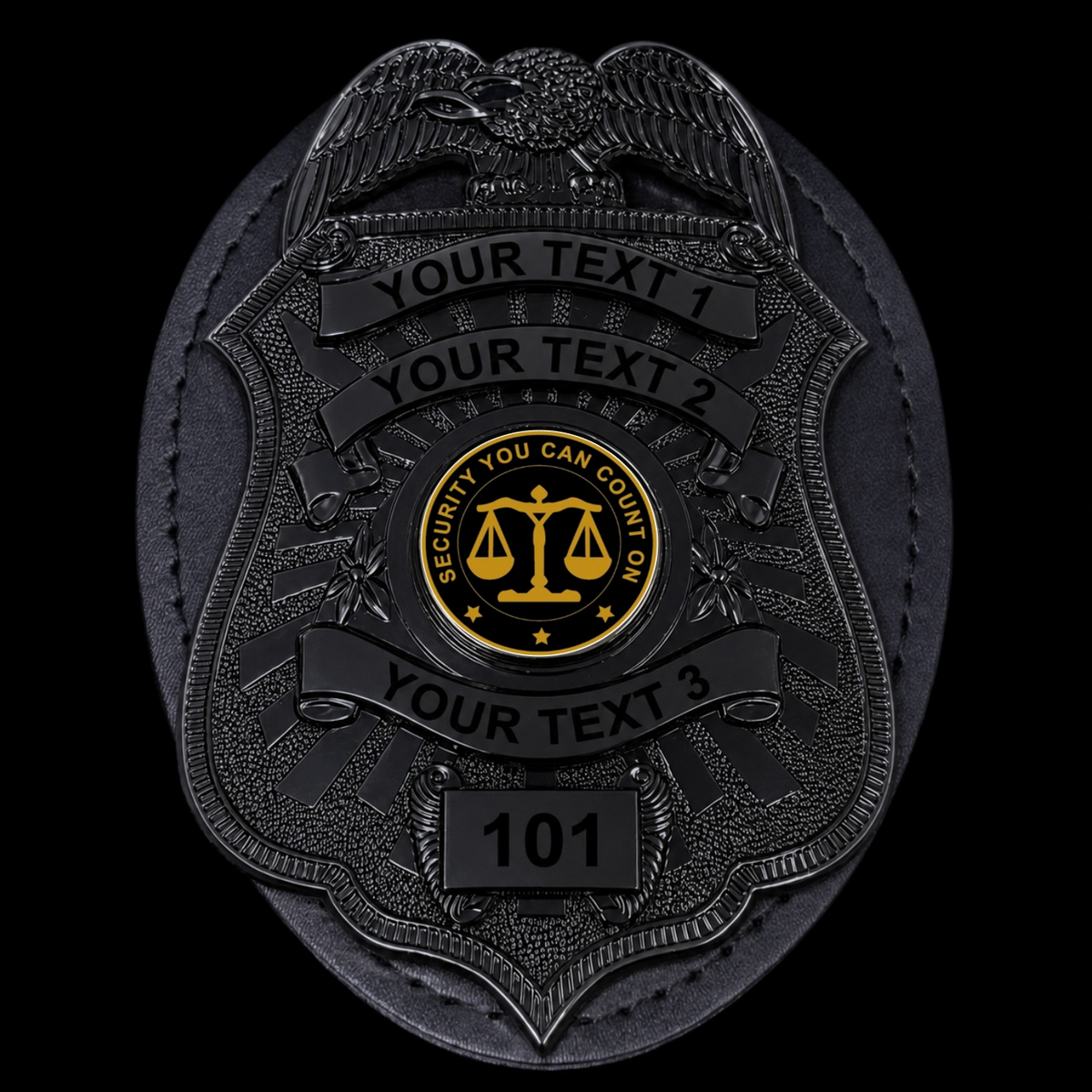 Custom Security Badge – Metal Black Finish | MA25