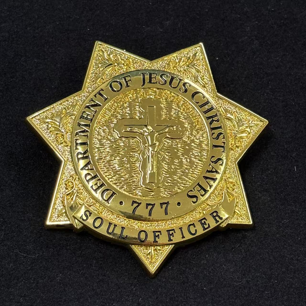 DEPT. OF JESUS CHRIST SAVES 777 SOUL OFFICER BADGE Replica Movie Props