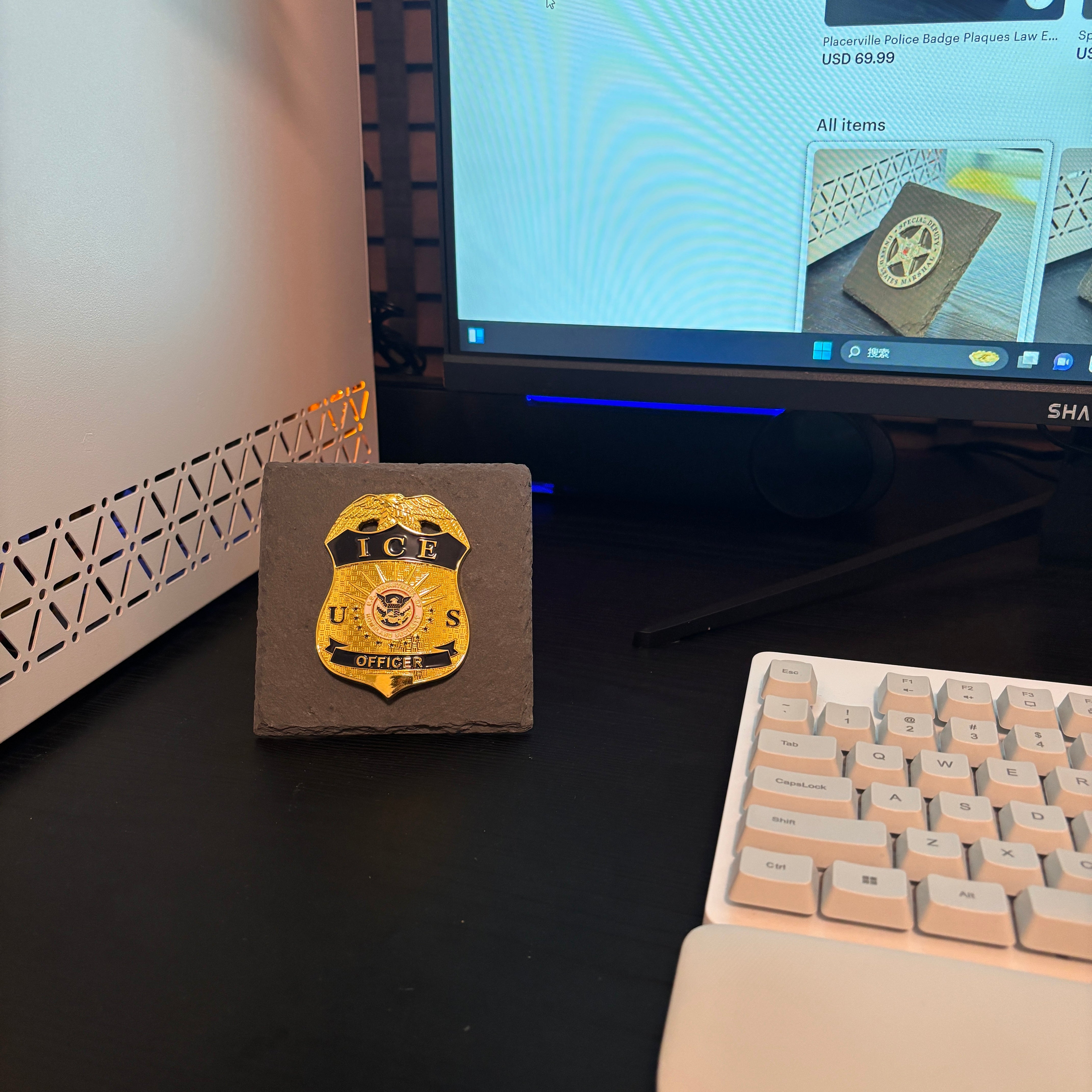 Ice police badge Desk Decor,Law Enforcement Award & Recognition Collectible gifts retirement memorial