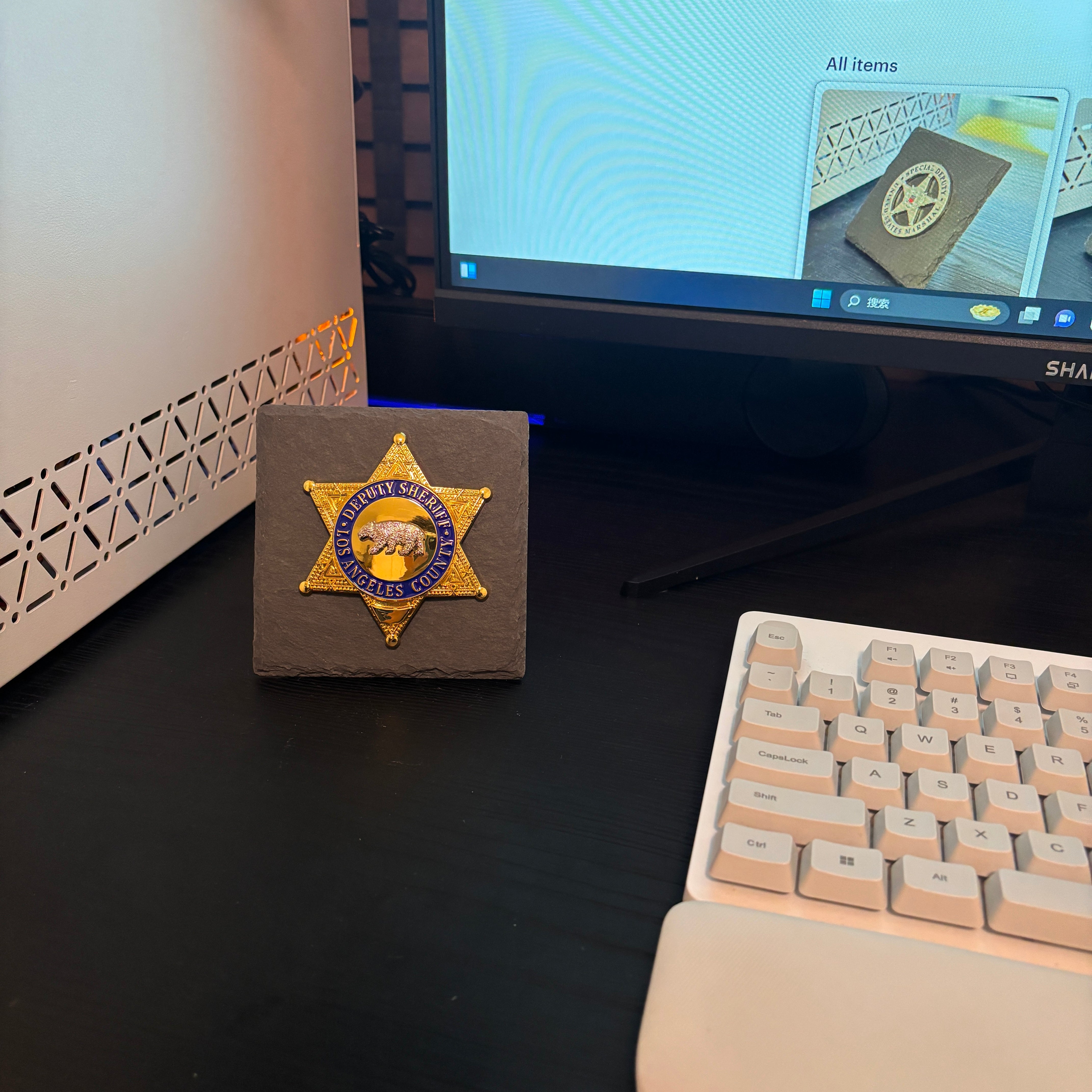 LASD Sheriff Bear police badge Desk Decor,Law Enforcement Award & Recognition Collectible gifts retirement memorial