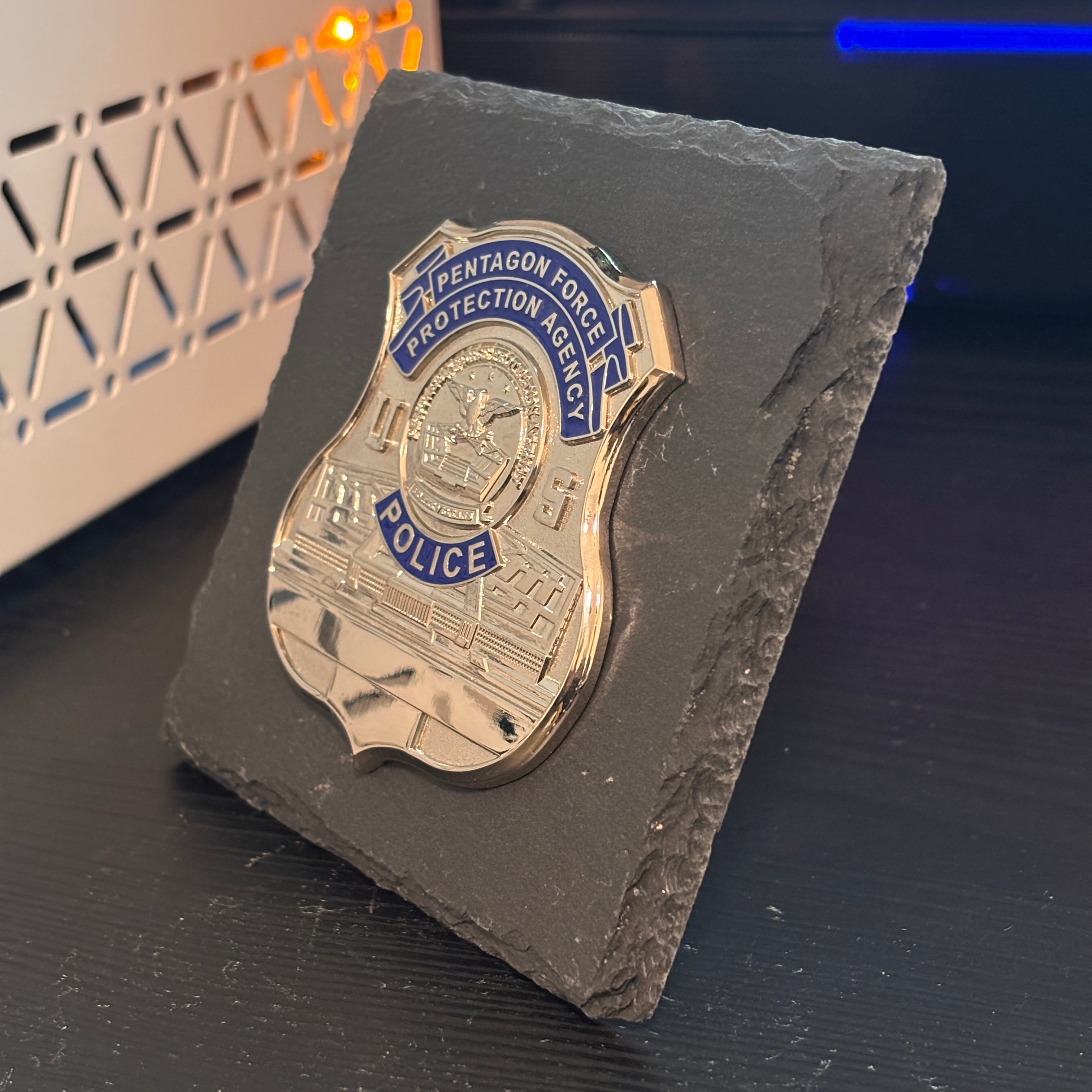 Pentagon force police badge Desk Decor,Law Enforcement Award & Recognition Collectible gifts retirement memorial
