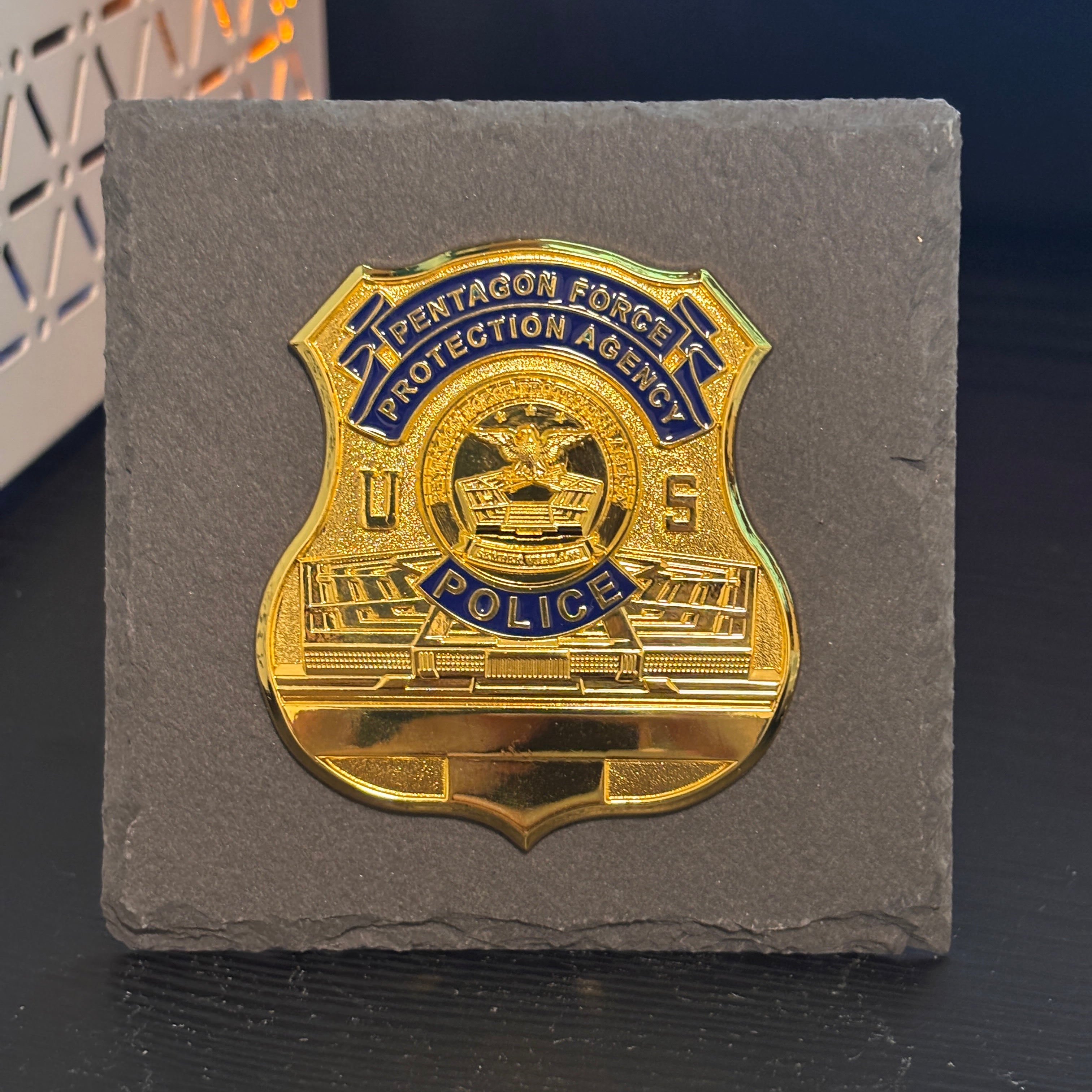 Pentagon force police badge Desk Decor,Law Enforcement Award & Recognition Collectible gifts retirement memorial