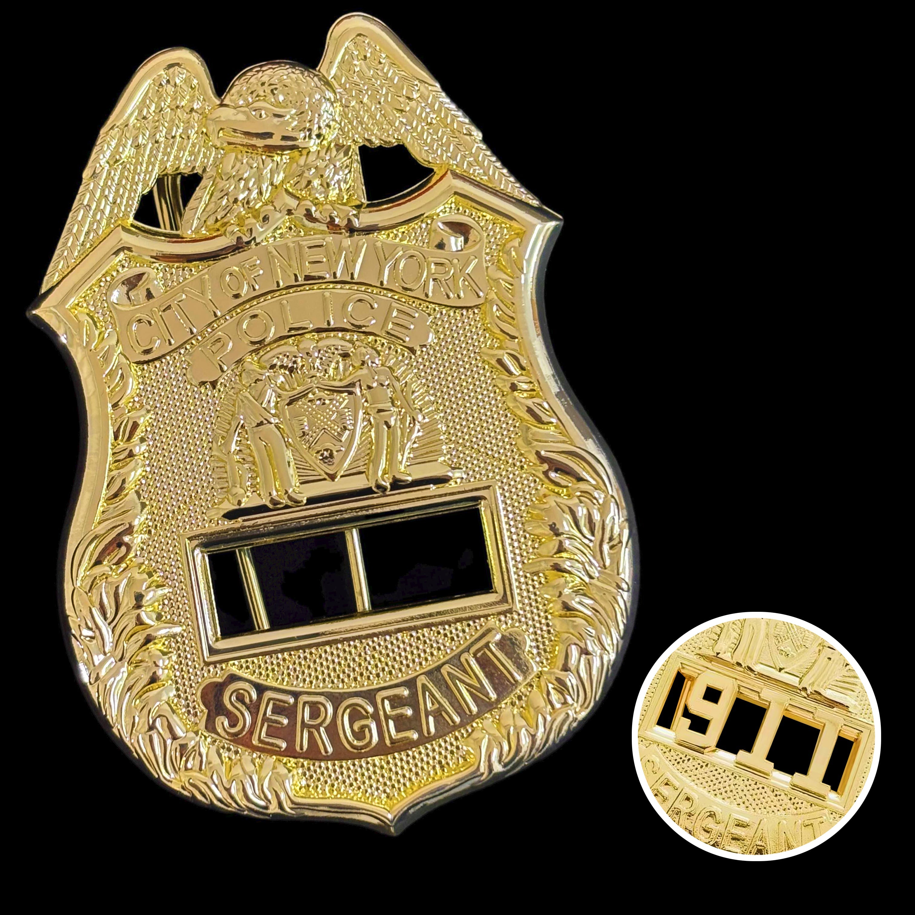 City Of New York Police Sergeant BADGE Replica Movie Props Customizable number