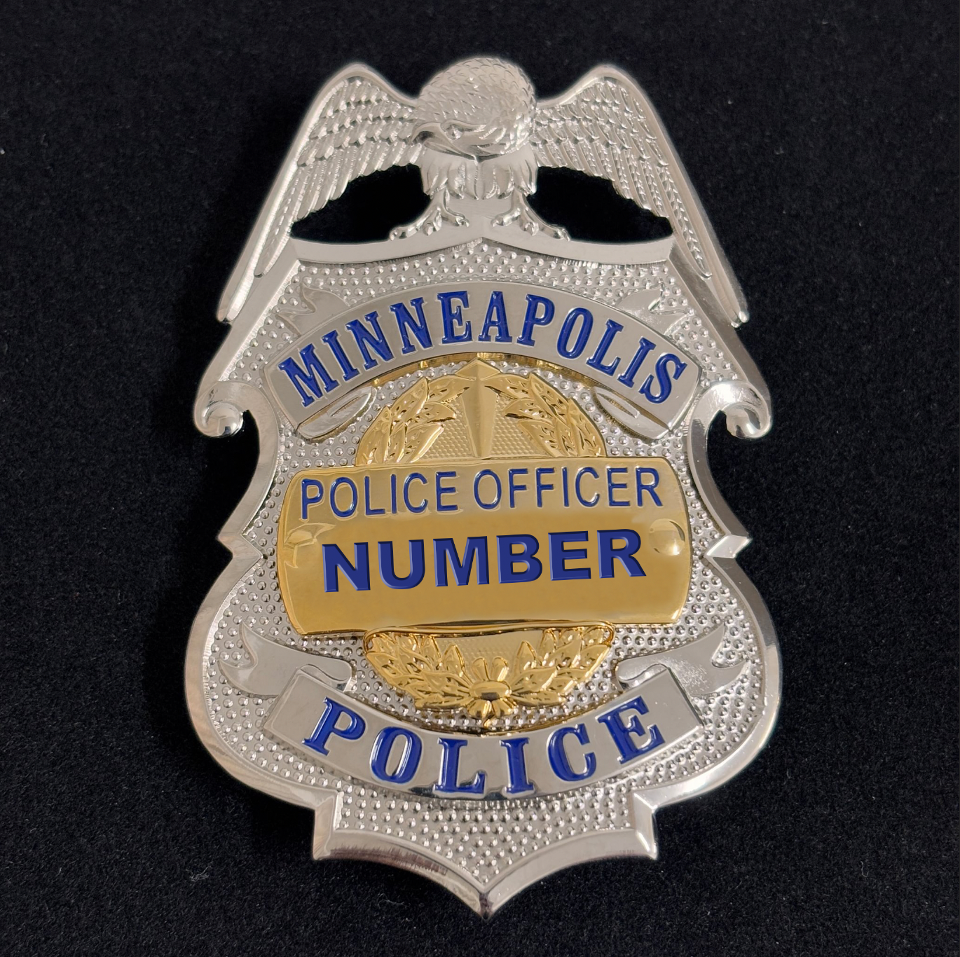 US MPD Minneapolis Police Officer Badge Replica Movie Props Customizable Number