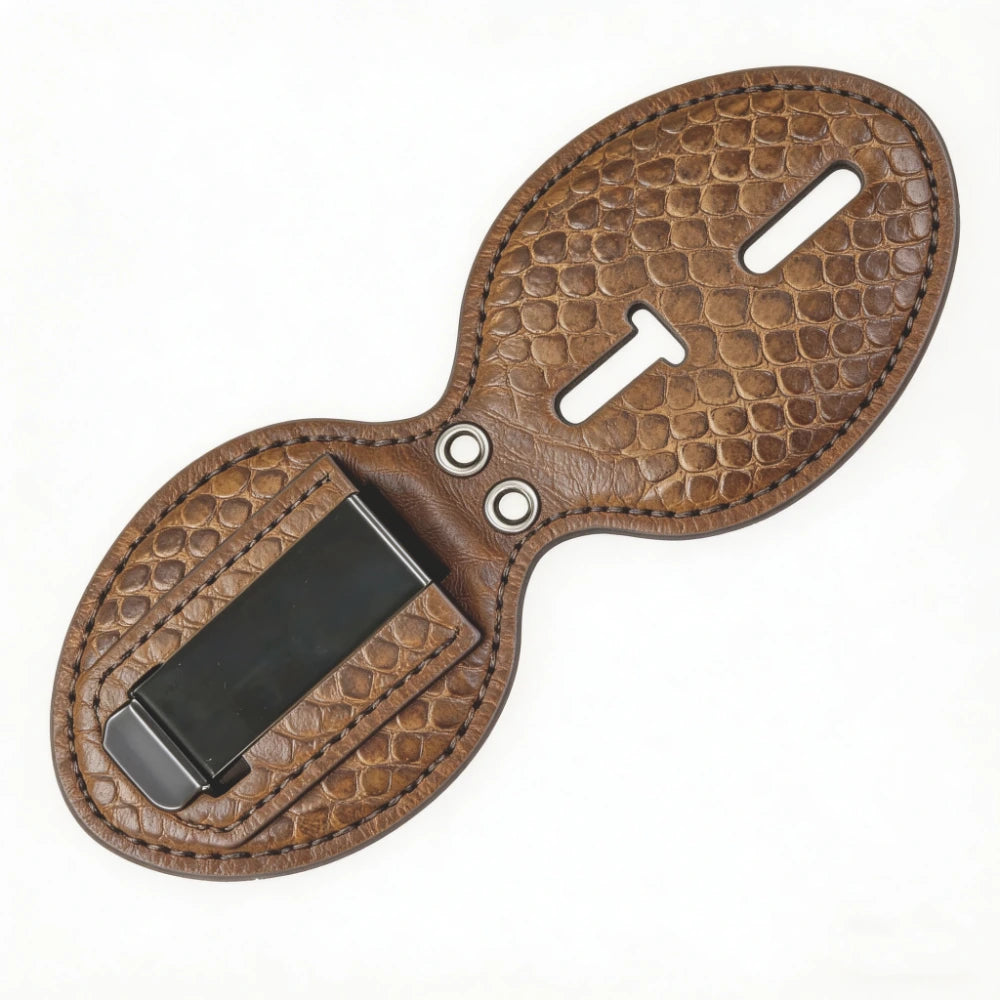 Personalized Genuine Leather Oval Police Badge Holder - S001 Case with Belt Clip & Neck Chain