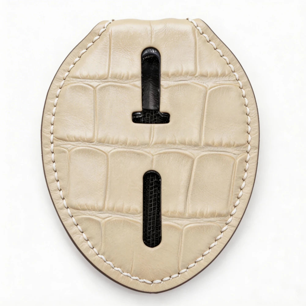 Personalized Genuine Leather Oval Police Badge Holder - B008 Case with Belt Clip & Neck Chain