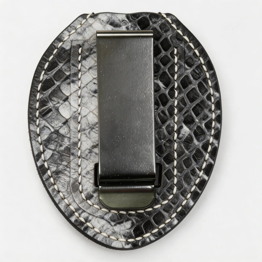 Personalized Genuine Leather Oval Police Badge Holder - P001 Case with Belt Clip & Neck Chain