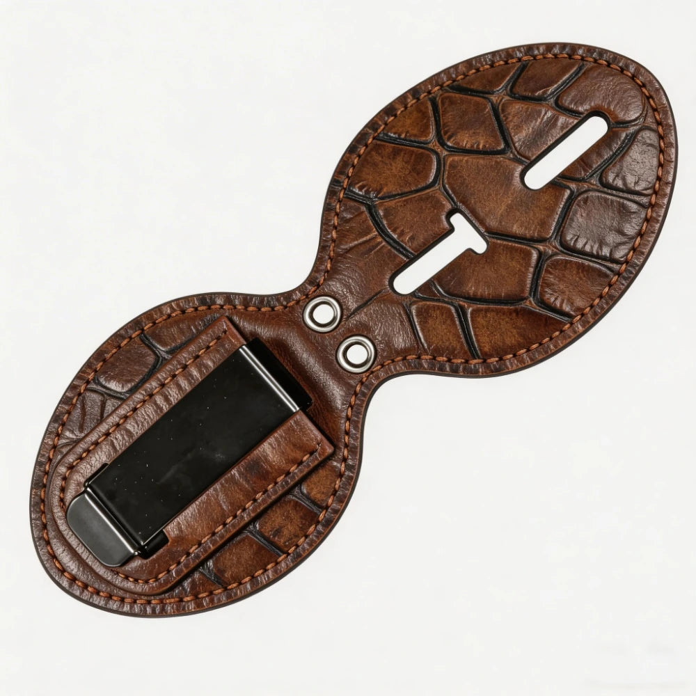 Personalized Genuine Leather Oval Police Badge Holder - C003 Case with Belt Clip & Neck Chain