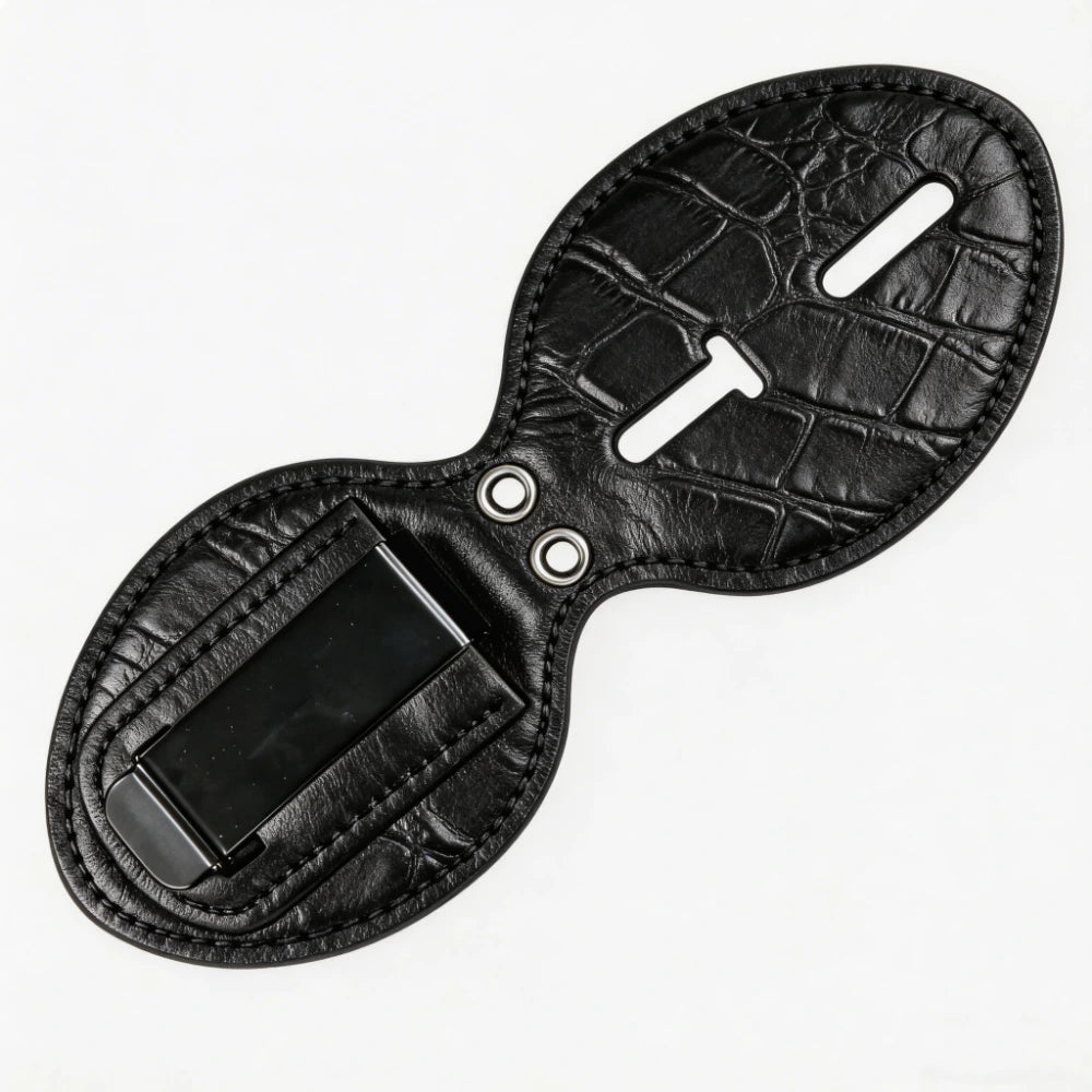 Personalized Genuine Leather Oval Police Badge Holder - C001 Case with Belt Clip & Neck Chain