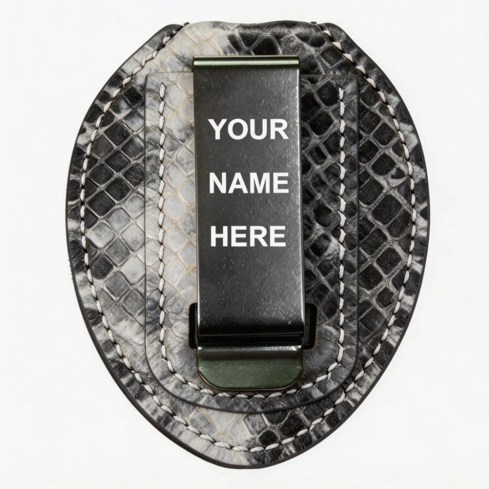 Personalized Genuine Leather Oval Police Badge Holder - P001 Case with Belt Clip & Neck Chain