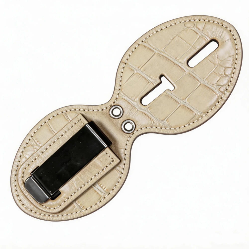 Personalized Genuine Leather Oval Police Badge Holder - B008 Case with Belt Clip & Neck Chain