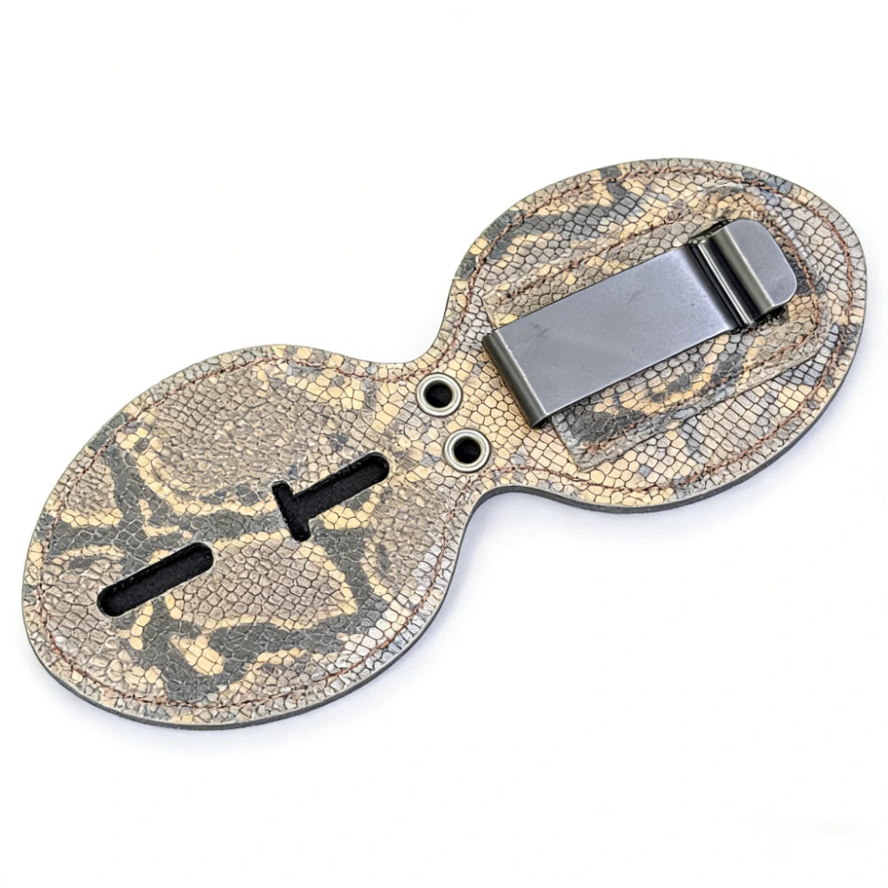 Personalized Genuine Leather Oval Police Badge Holder - Python pattern Case with Belt Clip & Neck Chain