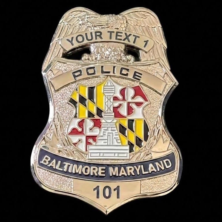 Baltimore Maryland Police Badge Customizable Number Replica Movie Props