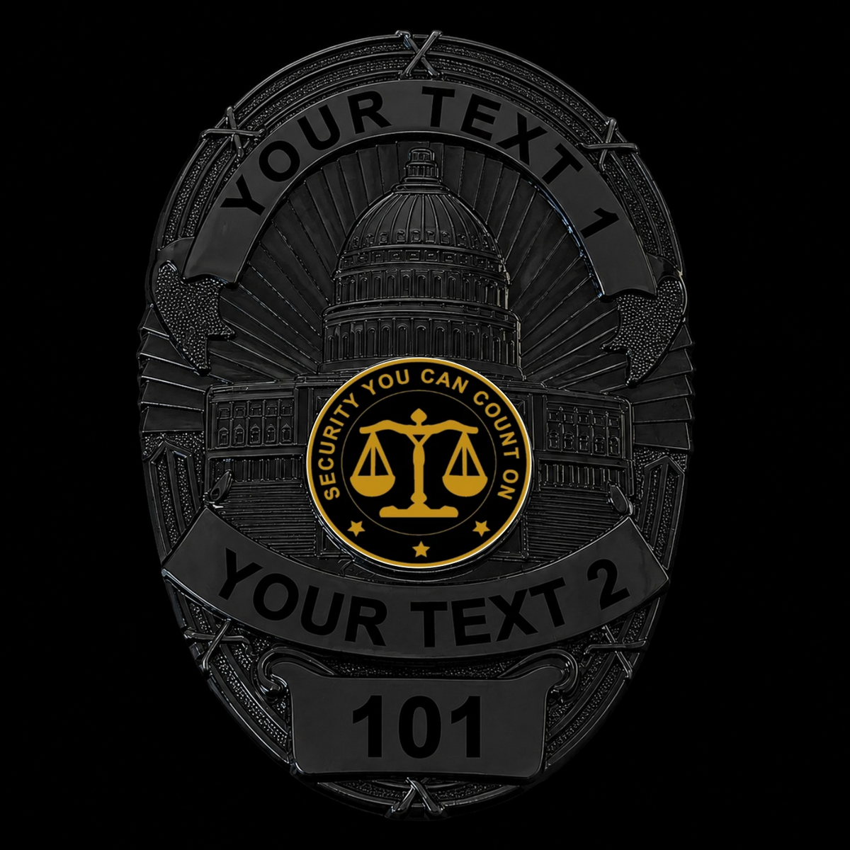 Custom Security Badge – Metal for Duty Teams | MA04 Black