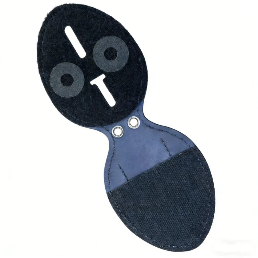 Personalized Genuine Leather Oval Police Badge Holder - Dark blue Case with Belt Clip & Neck Chain