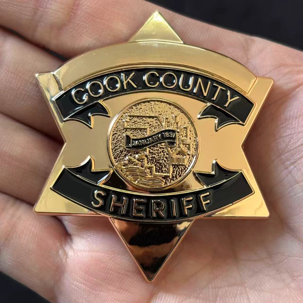 CCSO Cook County Sheriff Star Gold Badge Customizable Number Replica