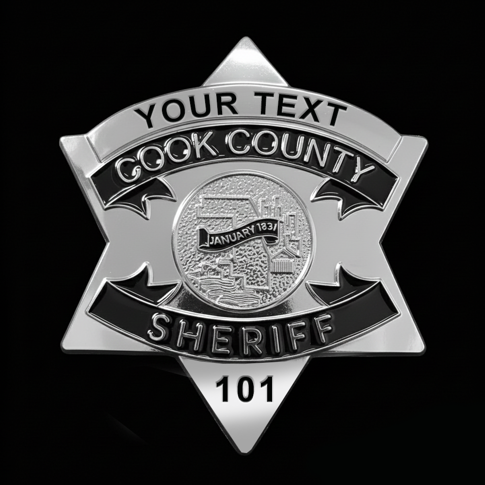 CCSO Cook County Sheriff Star Gold Badge Customizable Number Replica