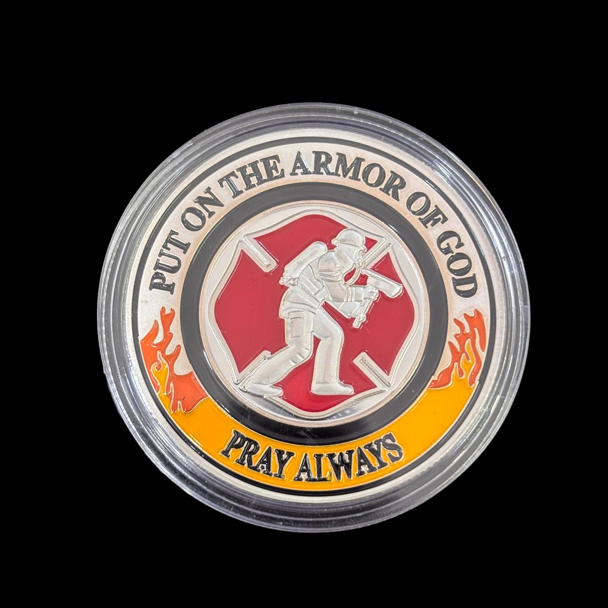 PUT ON THE ARMOR OF GOD PRAY ALWAYs Challenge Coin