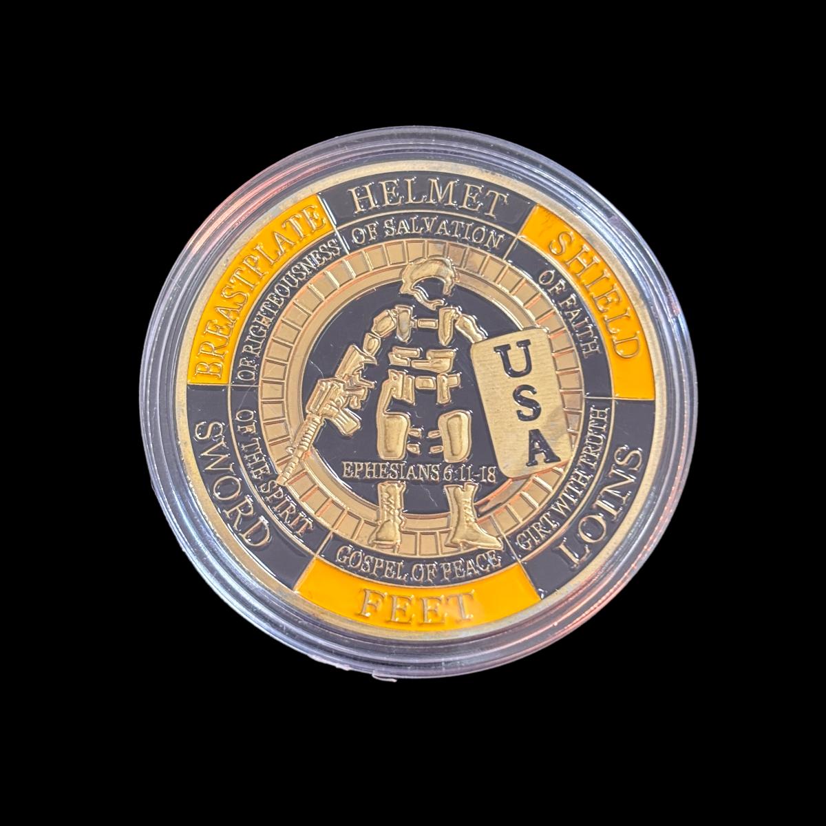 PUT NO THE ARMOR OF GOD PRAY ALWAYs Challenge Coin