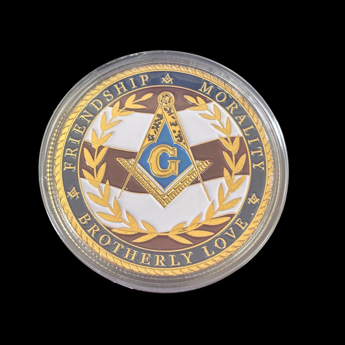 US FREEMASON MILITARY VETERAN FRIENDSHIP MORALITY BROTHERLY LOVE Challenge Coin