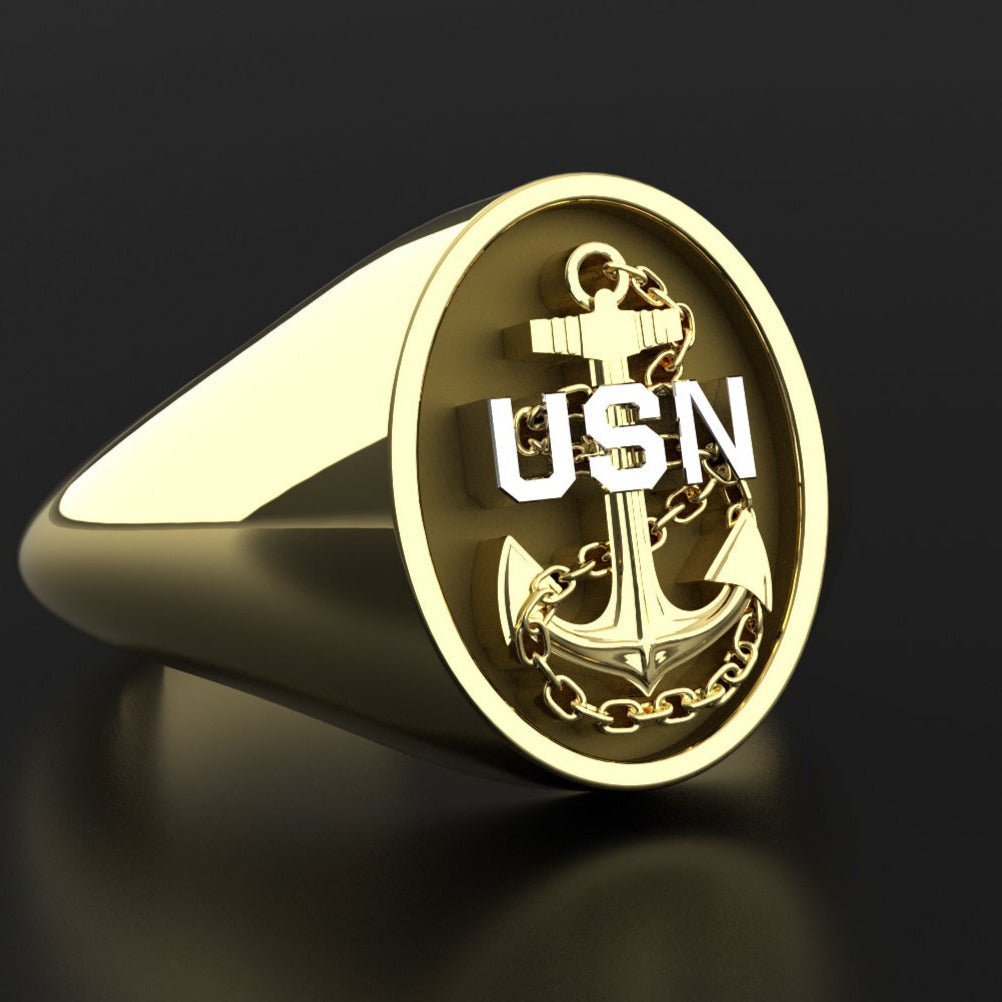 Premium Navy Chief Signet Ring