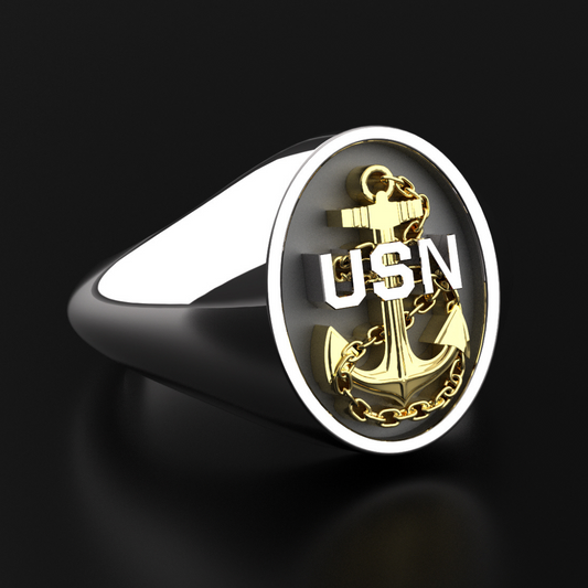 Premium Navy Chief Signet Ring