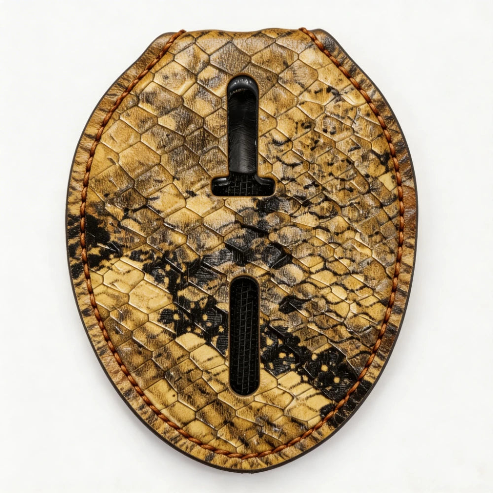 Personalized Genuine Leather Oval Police Badge Holder - S003 Case with Belt Clip & Neck Chain