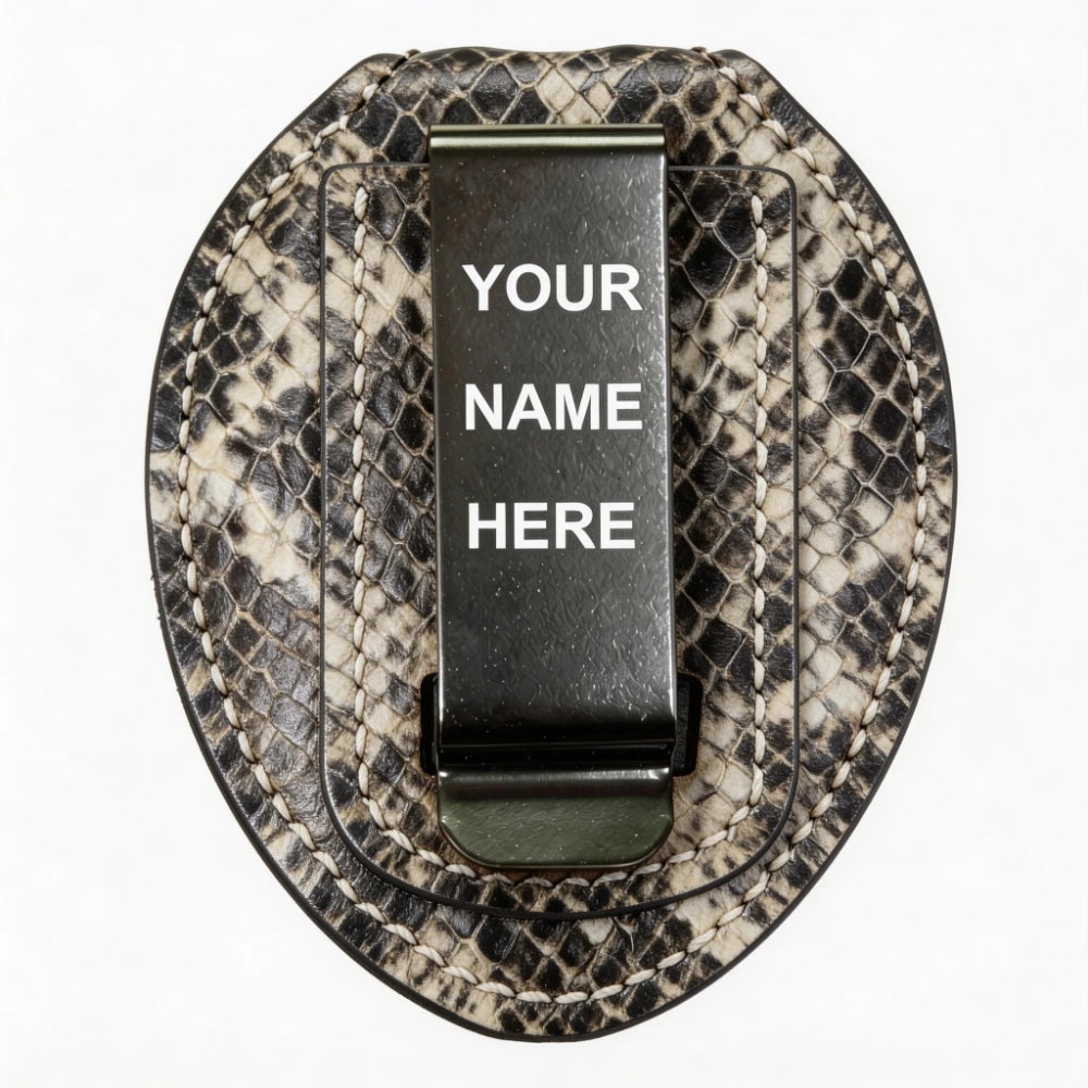 Personalized Genuine Leather Oval Police Badge Holder - S004 Case with Belt Clip & Neck Chain