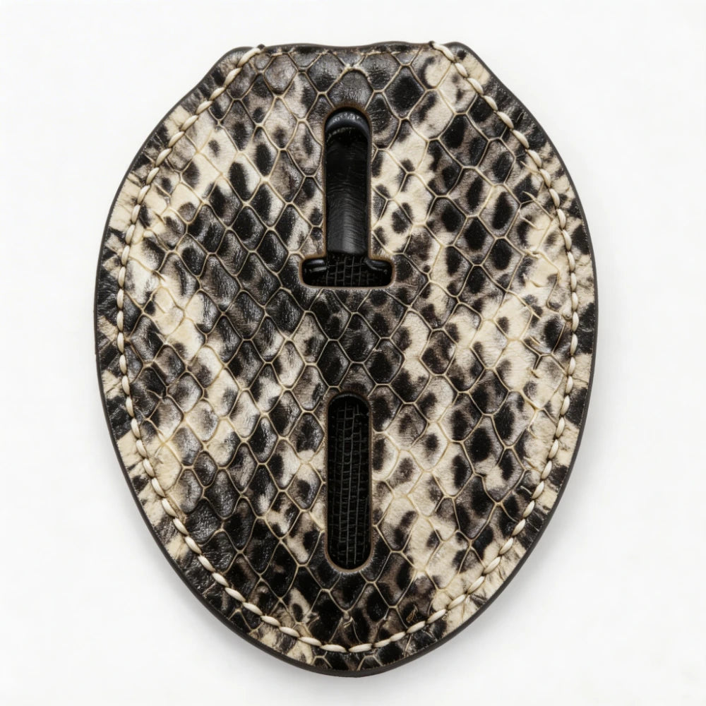 Personalized Genuine Leather Oval Police Badge Holder - S004 Case with Belt Clip & Neck Chain