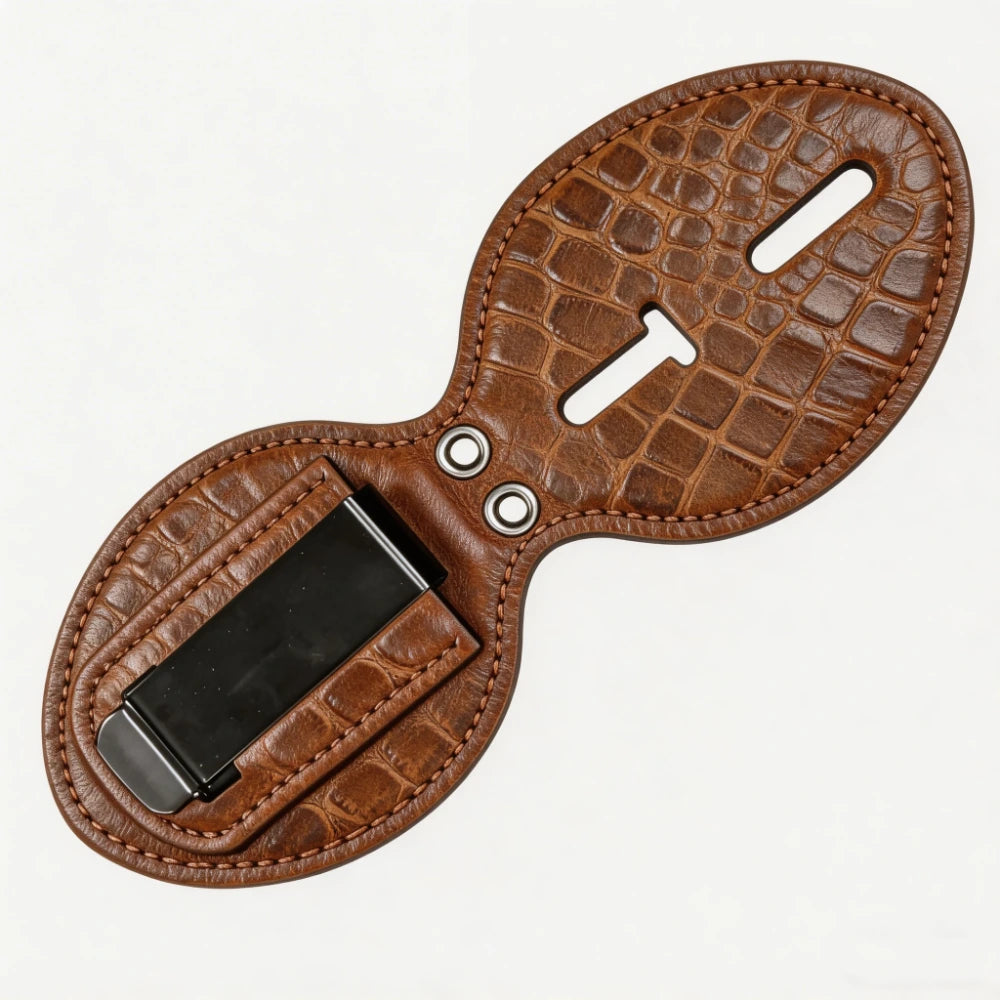 Personalized Genuine Leather Oval Police Badge Holder - C006 Case with Belt Clip & Neck Chain