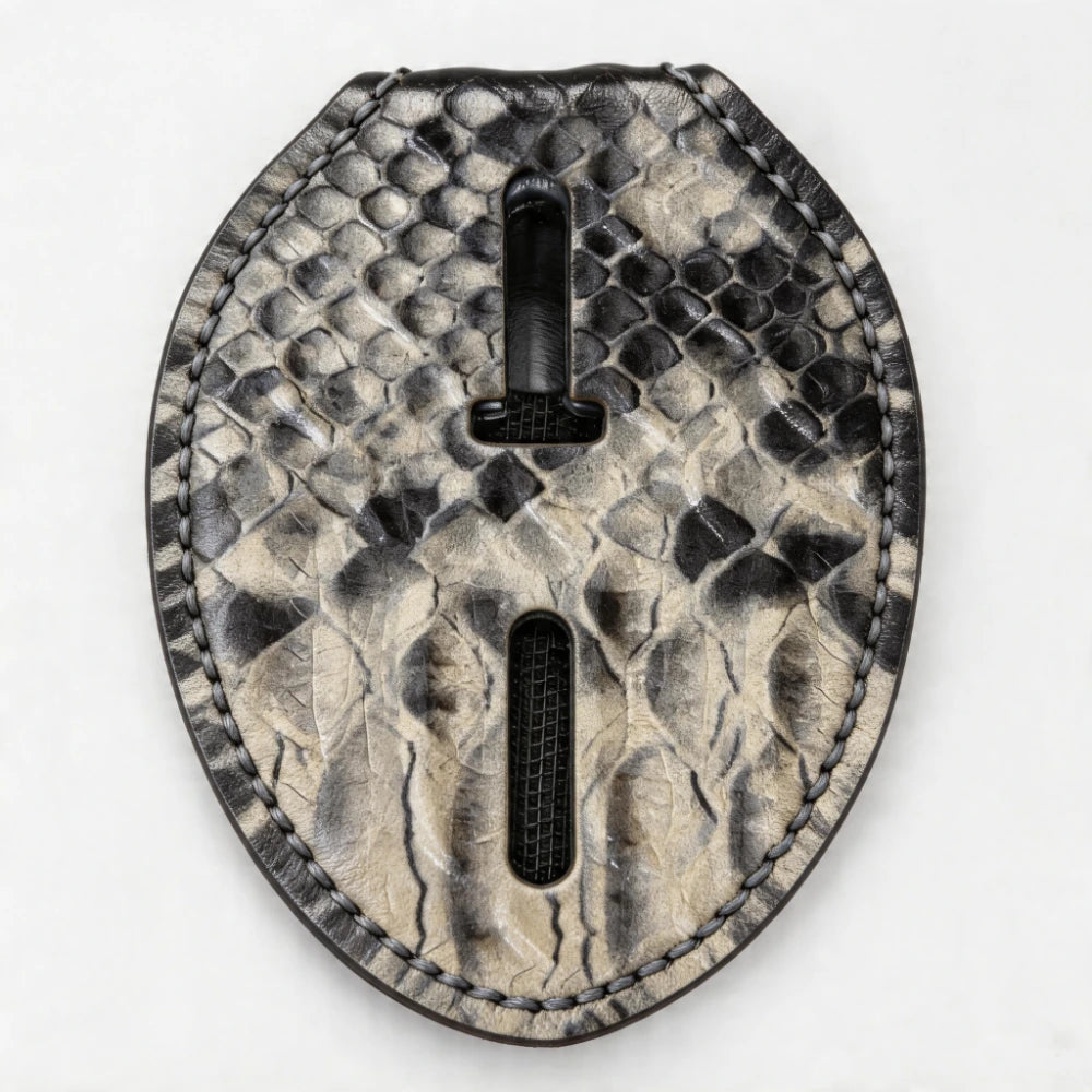 Personalized Genuine Leather Oval Police Badge Holder - P011 Case with Belt Clip & Neck Chain