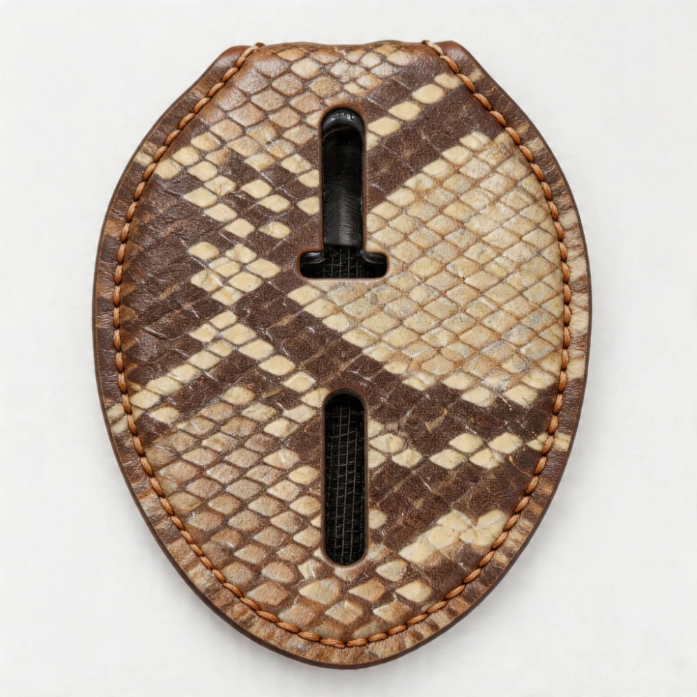 Personalized Genuine Leather Oval Police Badge Holder - P008 Case with Belt Clip & Neck Chain