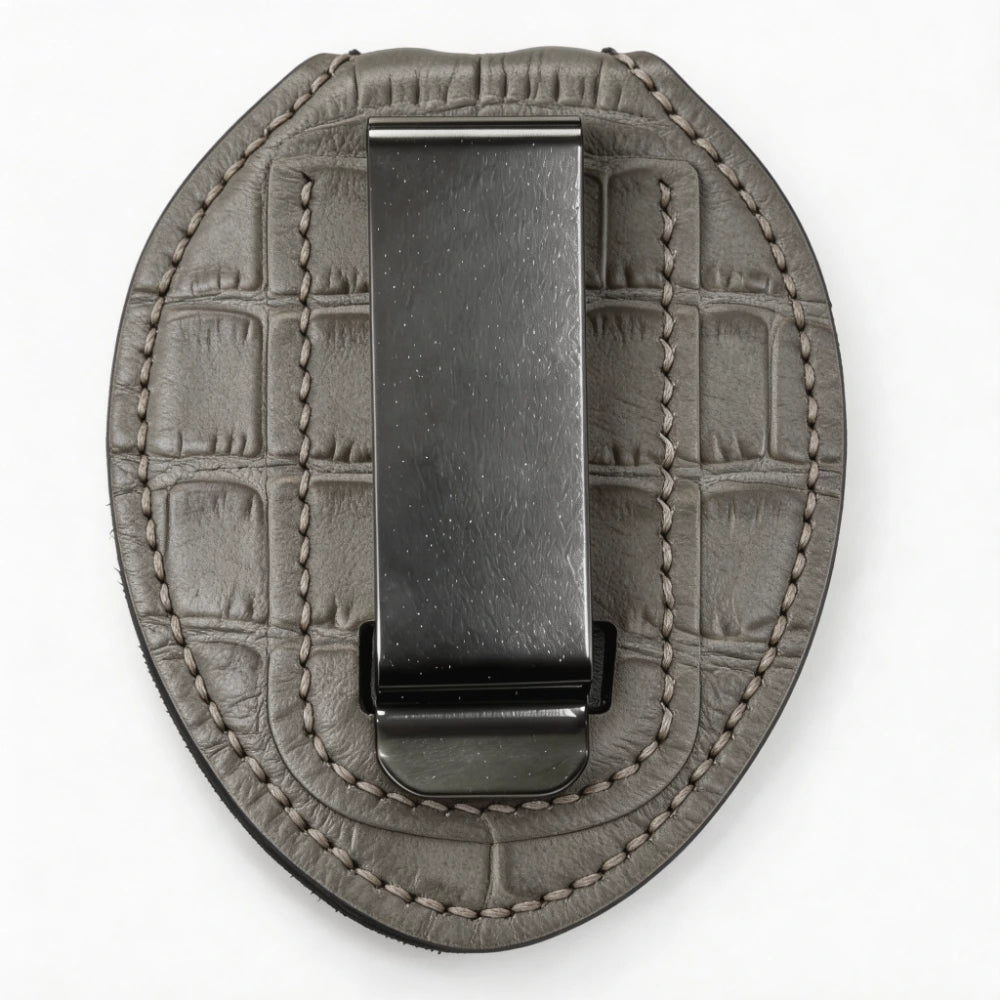 Personalized Genuine Leather Oval Police Badge Holder - B007 Case with Belt Clip & Neck Chain