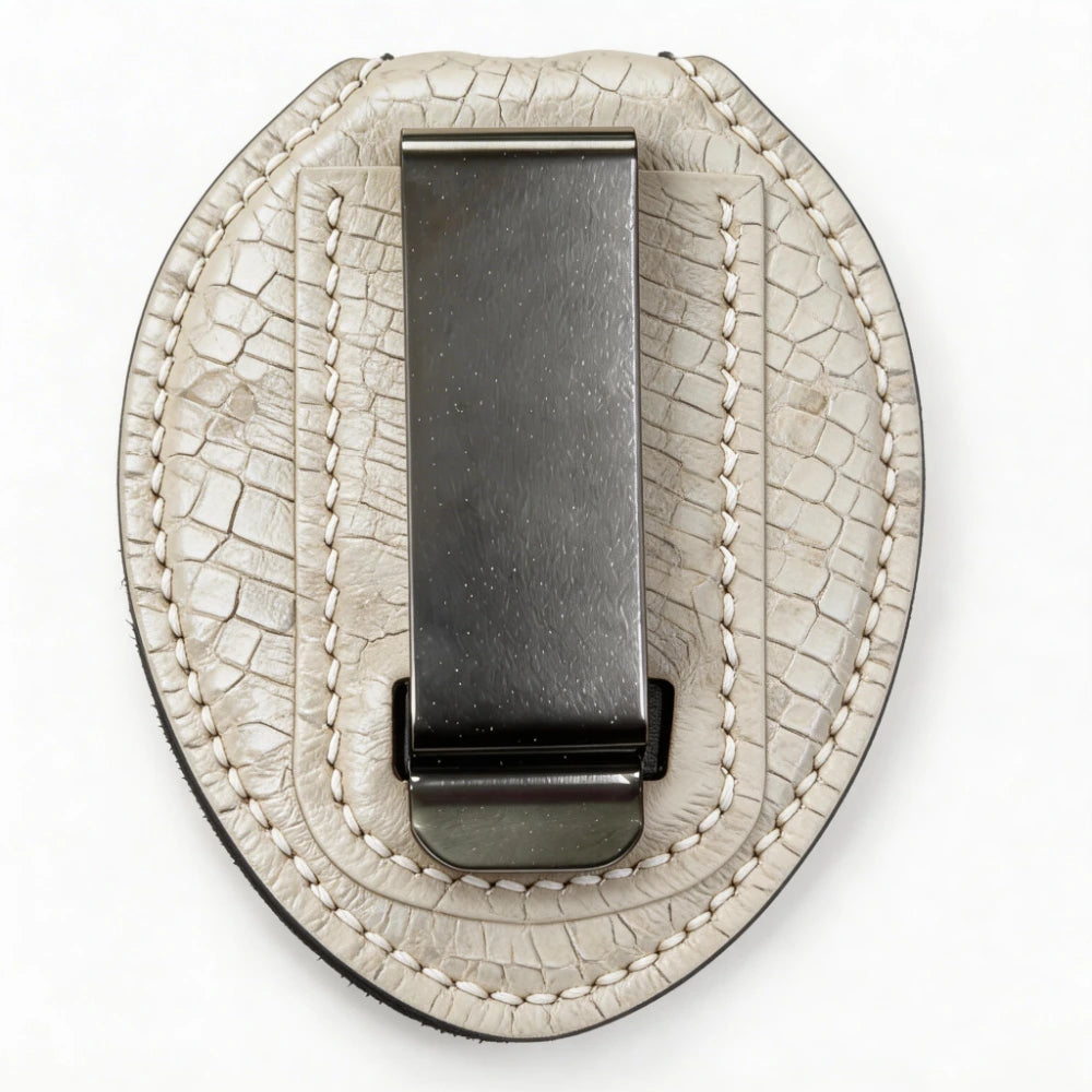 Personalized Genuine Leather Oval Police Badge Holder - L004 Case with Belt Clip & Neck Chain
