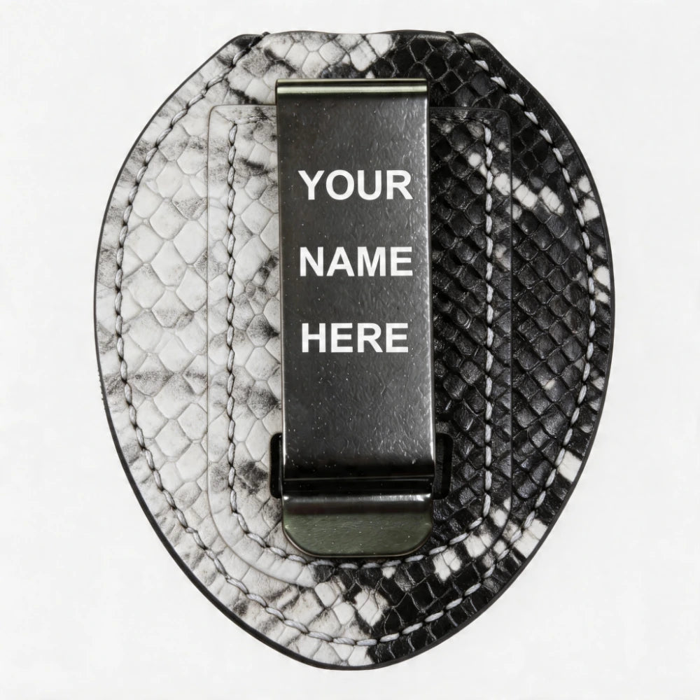 Personalized Genuine Leather Oval Police Badge Holder - P010 Case with Belt Clip & Neck Chain