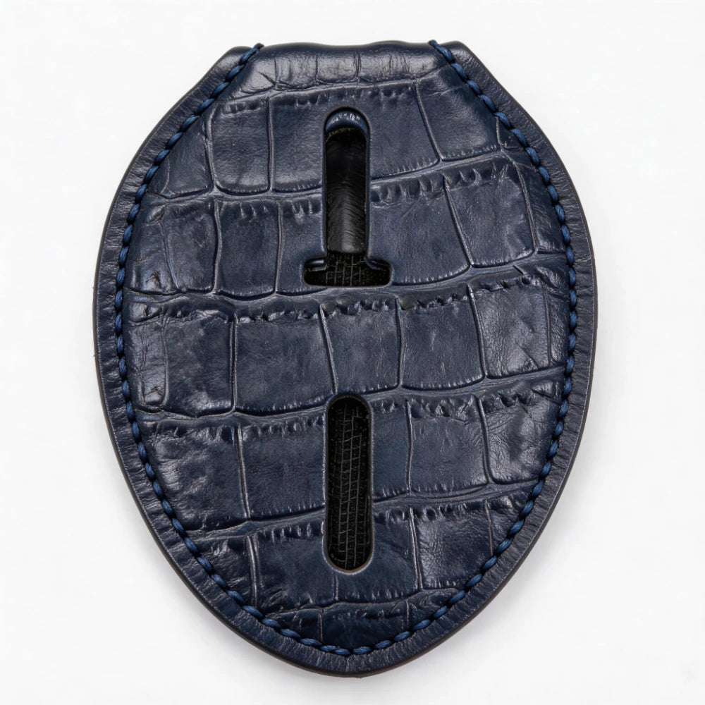 Personalized Genuine Leather Oval Police Badge Holder - B004 Case with Belt Clip & Neck Chain