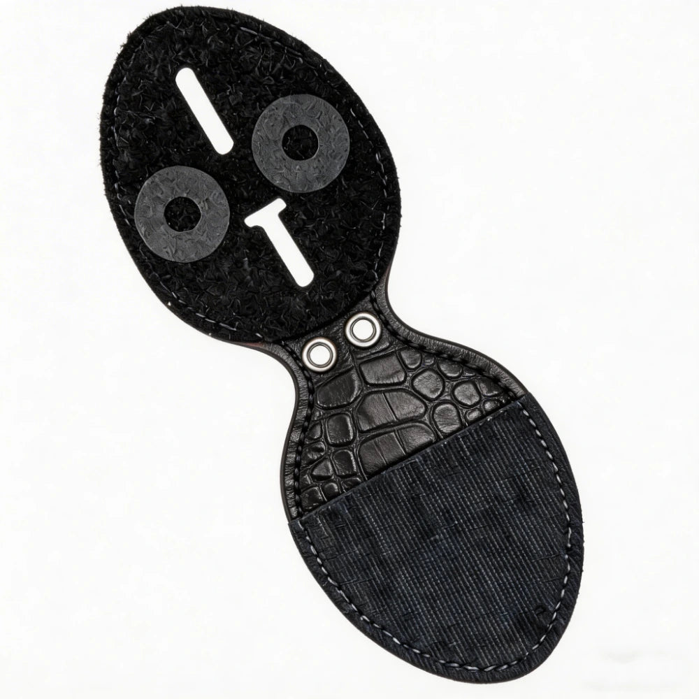 Personalized Genuine Leather Oval Police Badge Holder - C001 Case with Belt Clip & Neck Chain