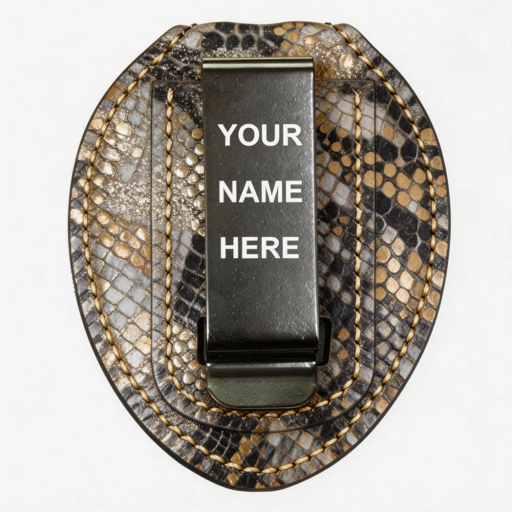 Personalized Genuine Leather Oval Police Badge Holder - S006 Case with Belt Clip & Neck Chain