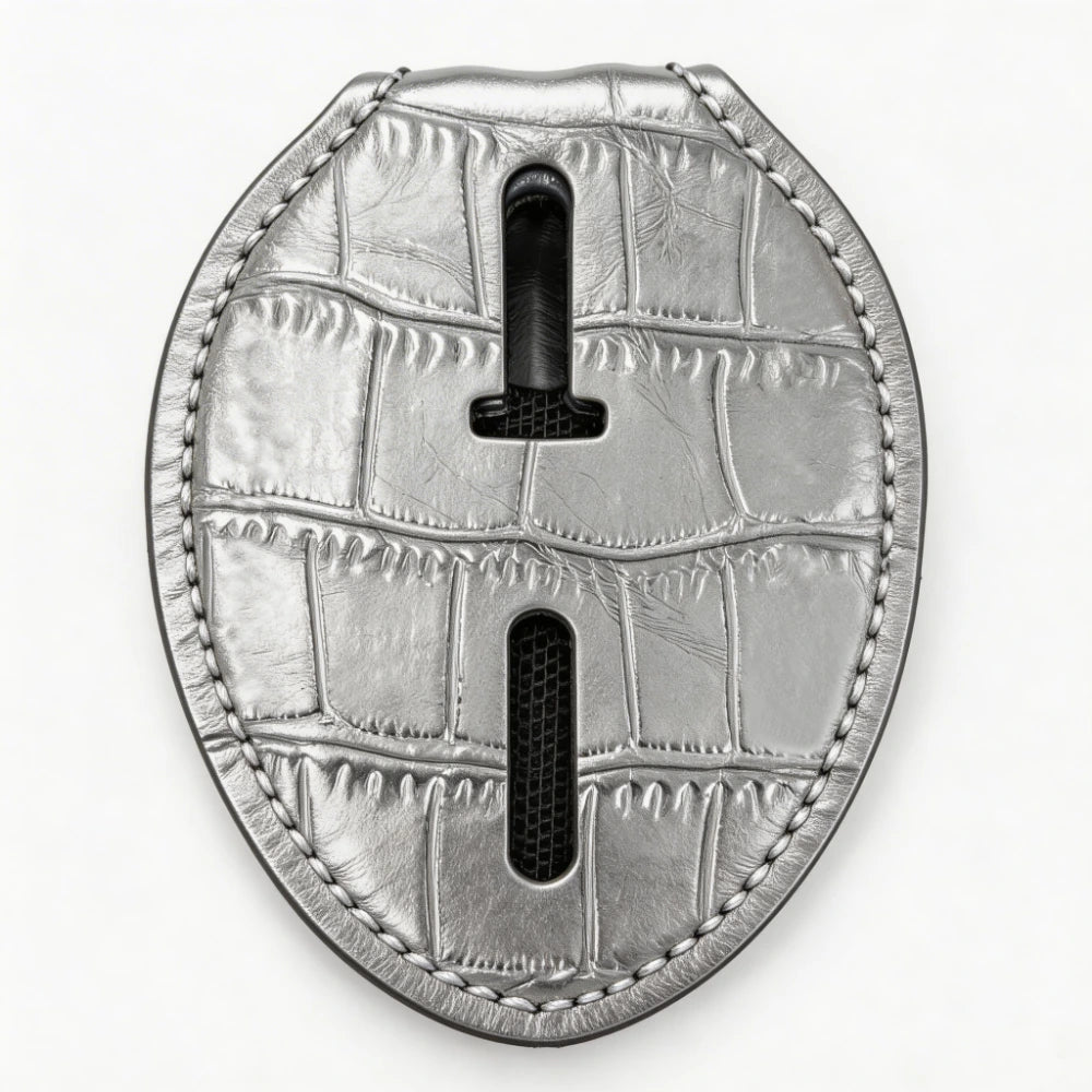 Personalized Genuine Leather Oval Police Badge Holder - B006 Case with Belt Clip & Neck Chain