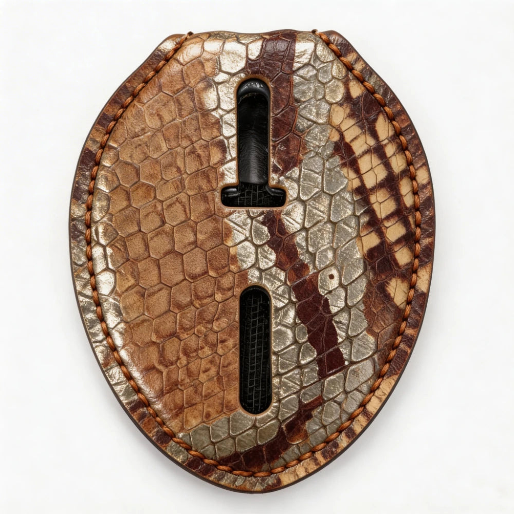 Personalized Genuine Leather Oval Police Badge Holder - S007 Case with Belt Clip & Neck Chain