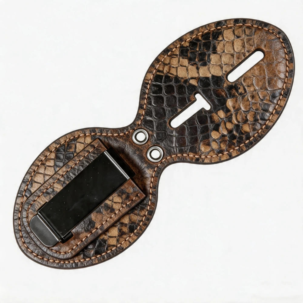 Personalized Genuine Leather Oval Police Badge Holder - P006 Case with Belt Clip & Neck Chain