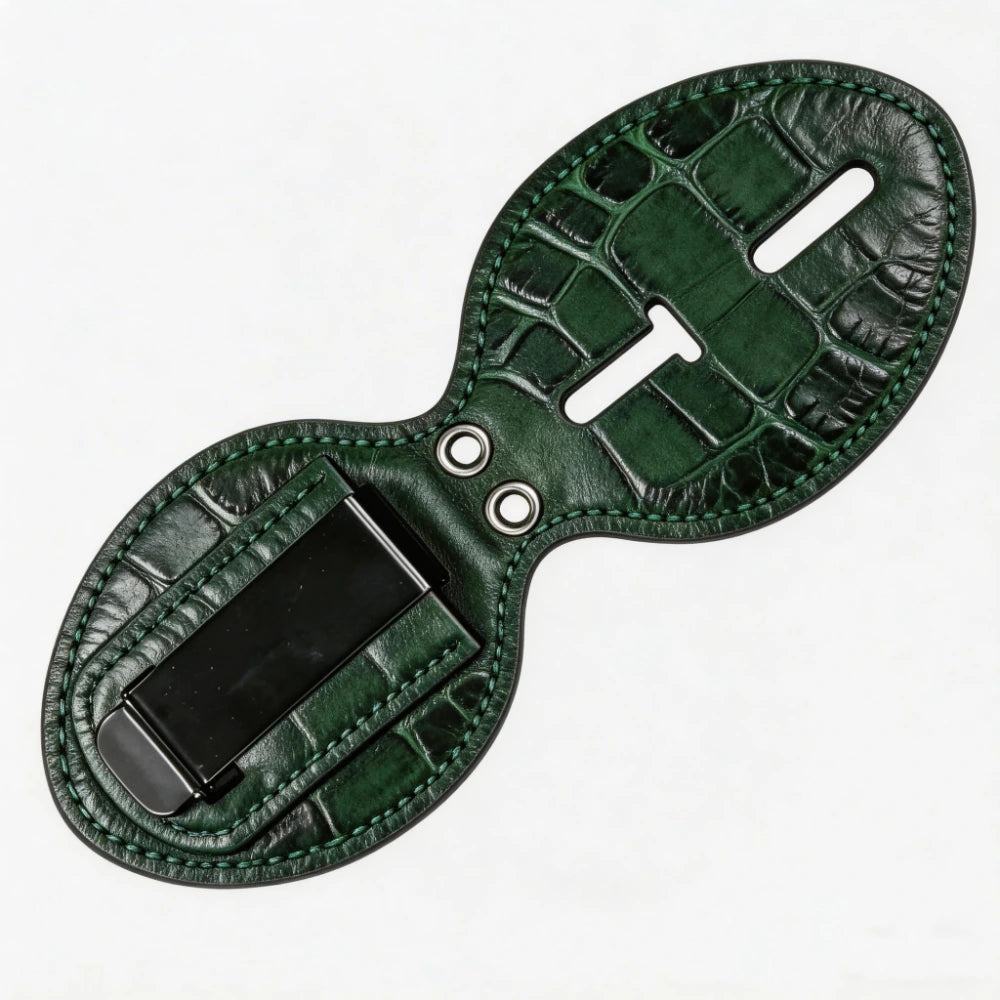 Personalized Genuine Leather Oval Police Badge Holder - C005 Case with Belt Clip & Neck Chain