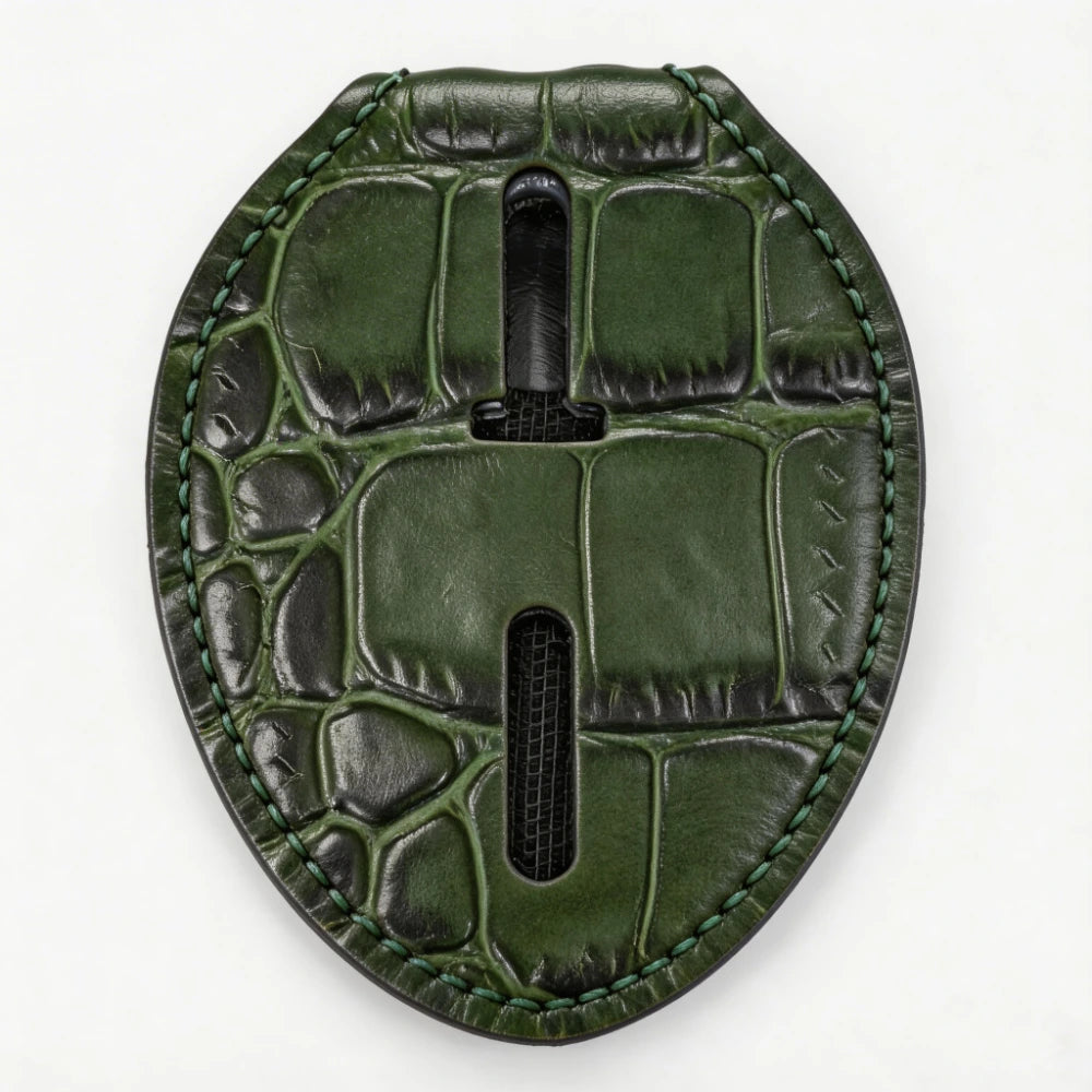 Personalized Genuine Leather Oval Police Badge Holder - C005 Case with Belt Clip & Neck Chain