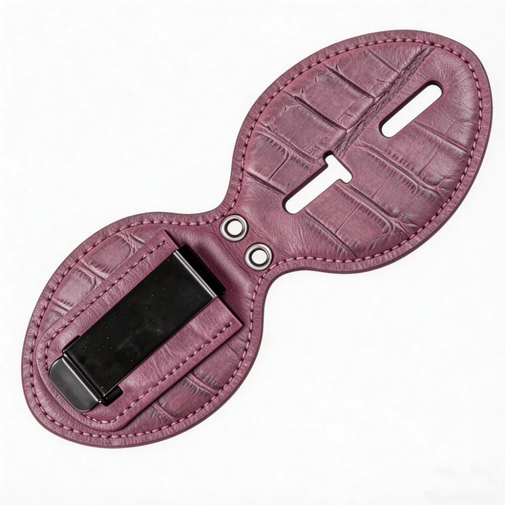 Personalized Genuine Leather Oval Police Badge Holder - C004 Case with Belt Clip & Neck Chain