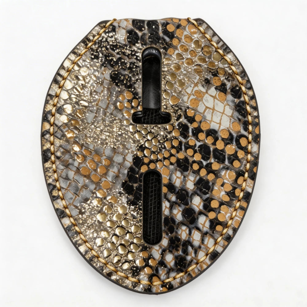 Personalized Genuine Leather Oval Police Badge Holder - S006 Case with Belt Clip & Neck Chain