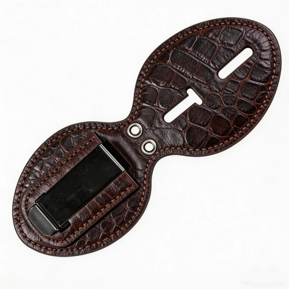 Personalized Genuine Leather Oval Police Badge Holder - C002 Case with Belt Clip & Neck Chain
