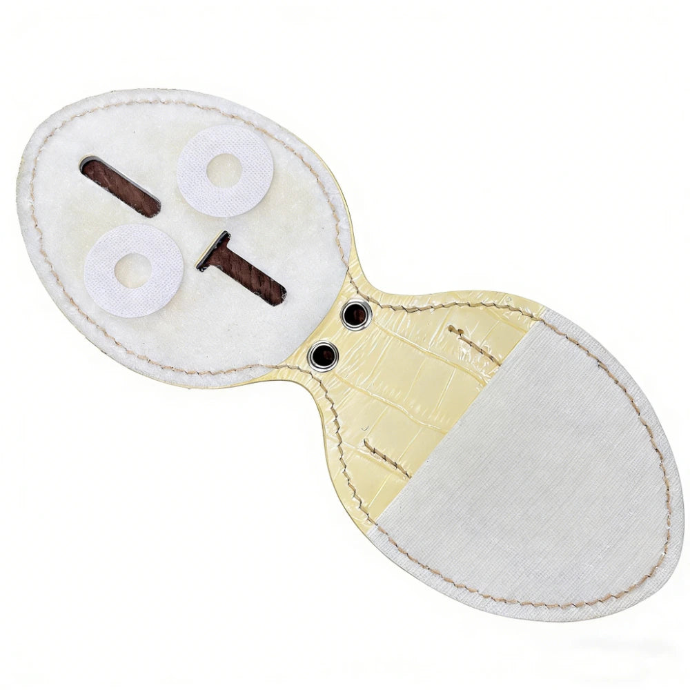 Personalized Genuine Leather Oval Police Badge Holder - Bamboo-joint pattern Case with Belt Clip & Neck Chain