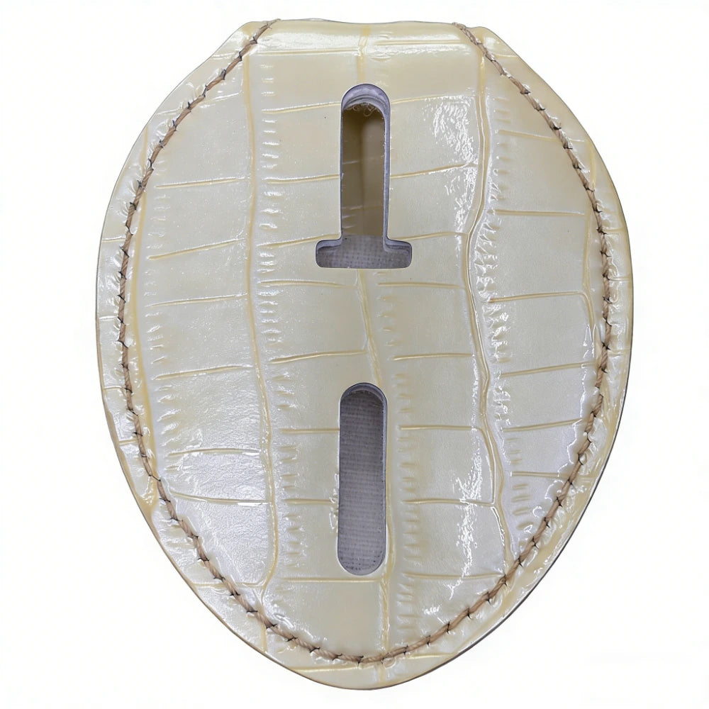 Personalized Genuine Leather Oval Police Badge Holder - Bamboo-joint pattern Case with Belt Clip & Neck Chain